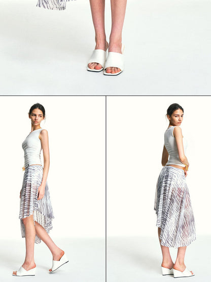 kvkv Zebra Print Asymmetric Mesh Inner Shorts Women&