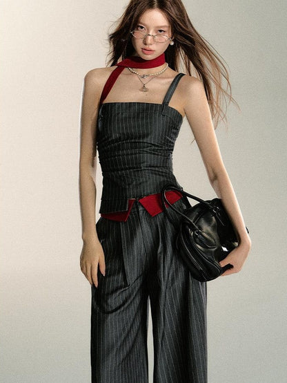 7Shiftin Bandeau Crop With High Waisted Pants Casual Chic Women Top &amp; Pants Sets