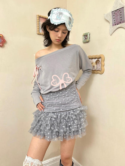 nit alcove Core Spun Casual Pleated Puff Skirt Mid Waist Girls Mint Gray Mini Skirts