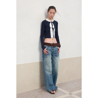 RUN_TO_THE_FUTURE_Tie_Front_Slim_Fit_Knit_Bell_Sleeve_Cardigan_Office_Solid_T_Shirt_Crop_Tops_MISSTT