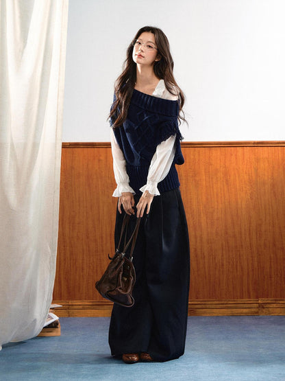 7Shiftin Asymmetric Collar Ribbed Waist Women&