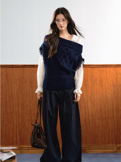 7Shiftin Asymmetric Collar Ribbed Waist Women&