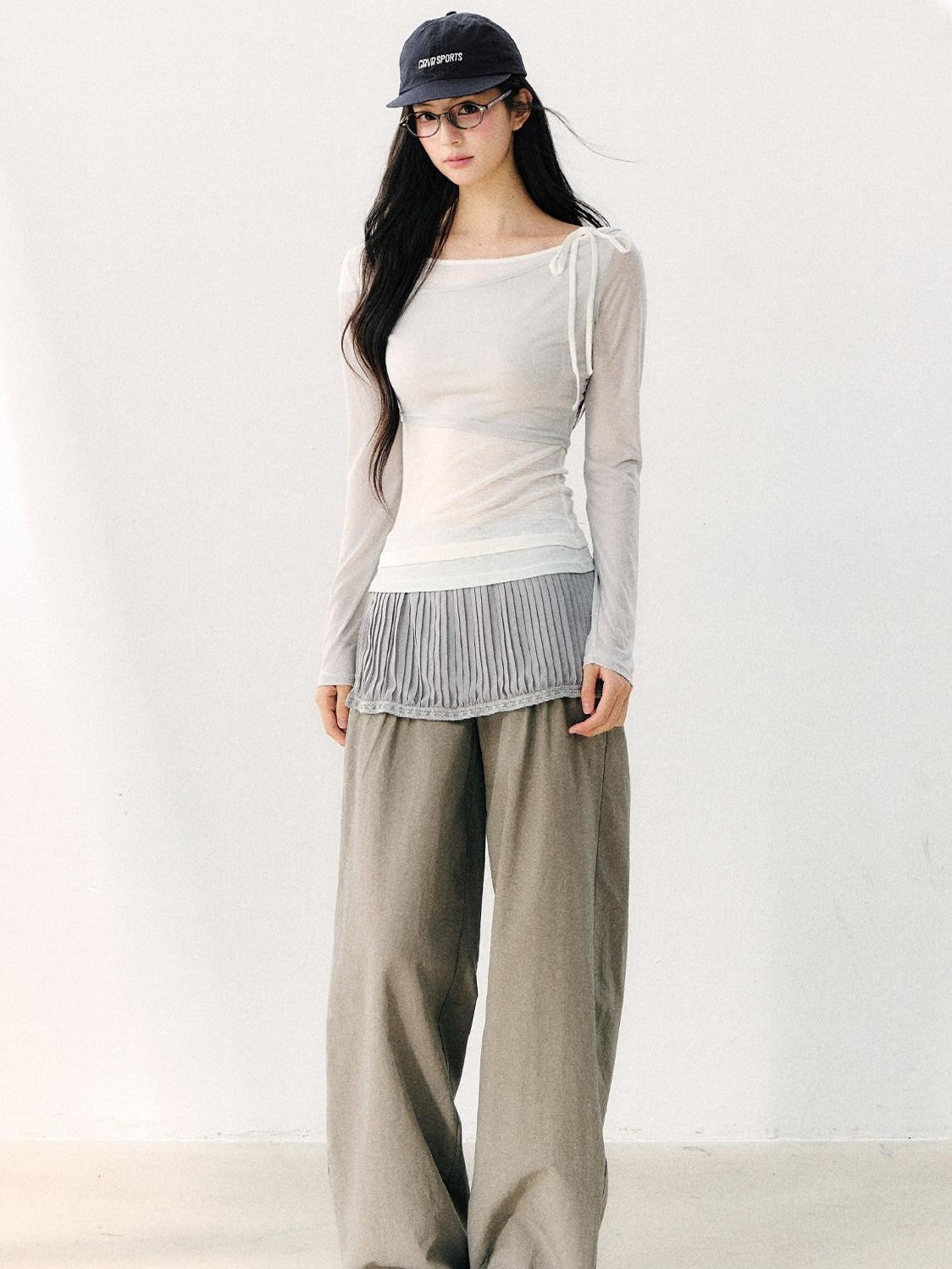 7Shiftin Asymmetric Shoulder Tie Colorblock Slim Women&