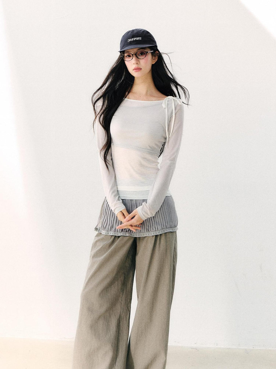 7Shiftin Asymmetric Shoulder Tie Colorblock Slim Women&