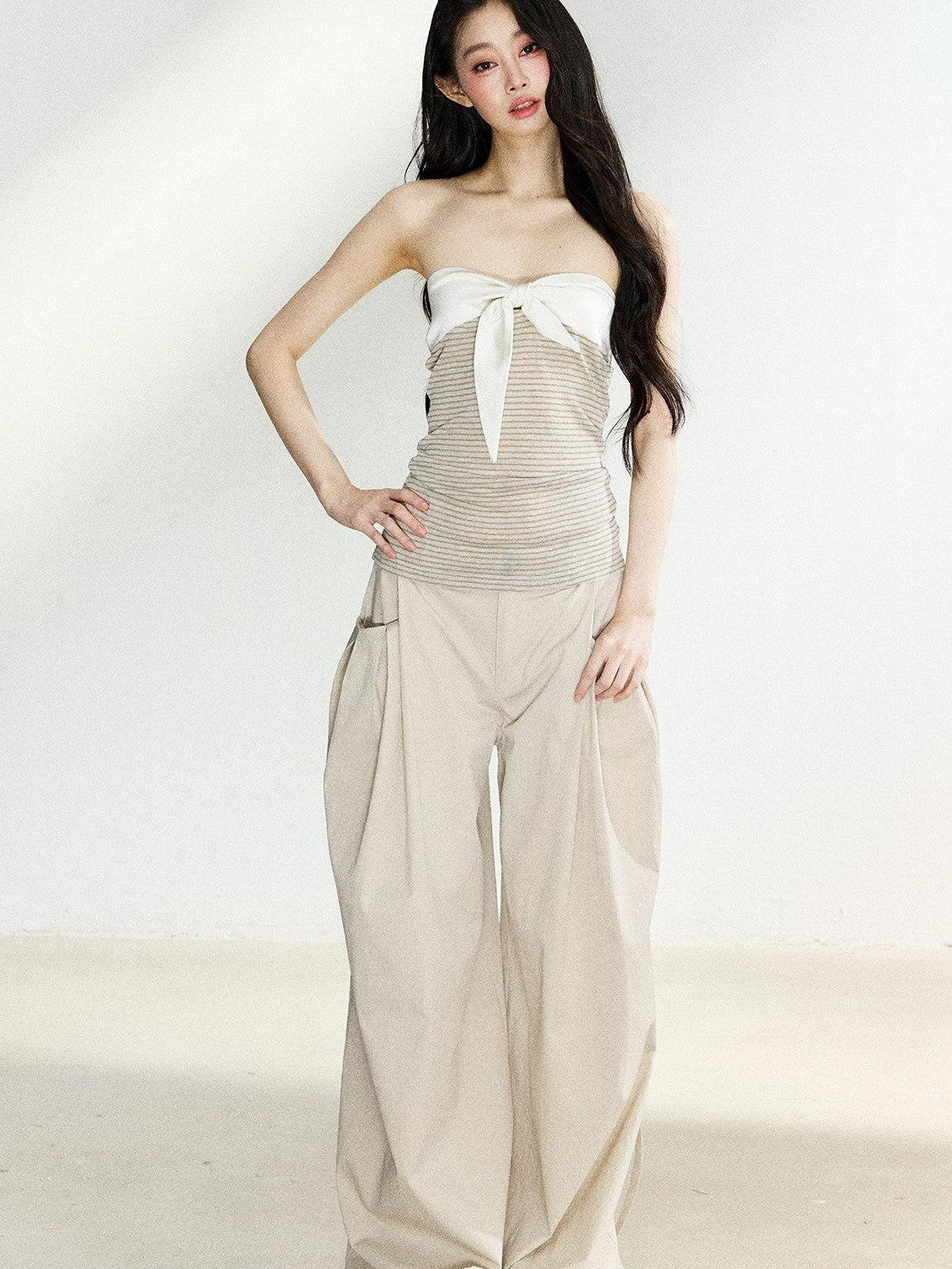 7Shiftin Beige High Waist Slimming Buttoned Women&
