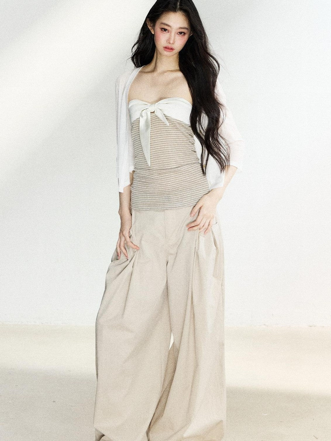 7Shiftin Beige High Waist Slimming Buttoned Women&