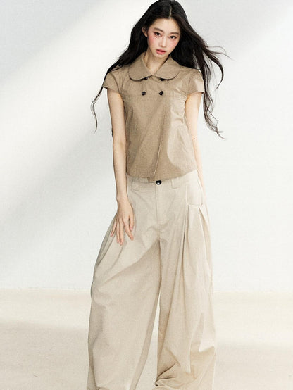 7Shiftin Beige High Waist Slimming Buttoned Women&