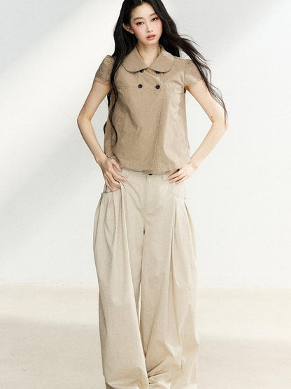 7Shiftin Beige High Waist Slimming Buttoned Women&