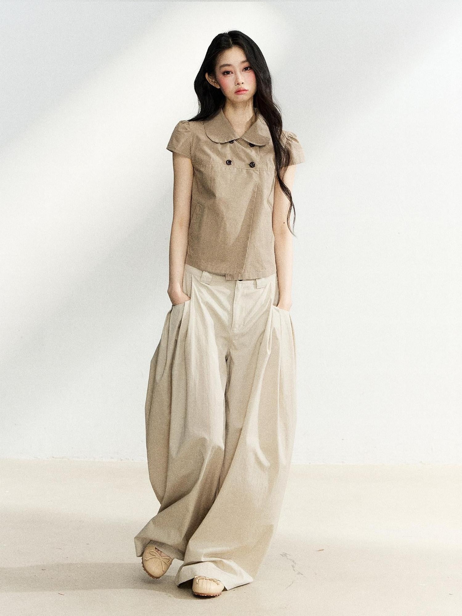 7Shiftin Beige High Waist Slimming Buttoned Women&