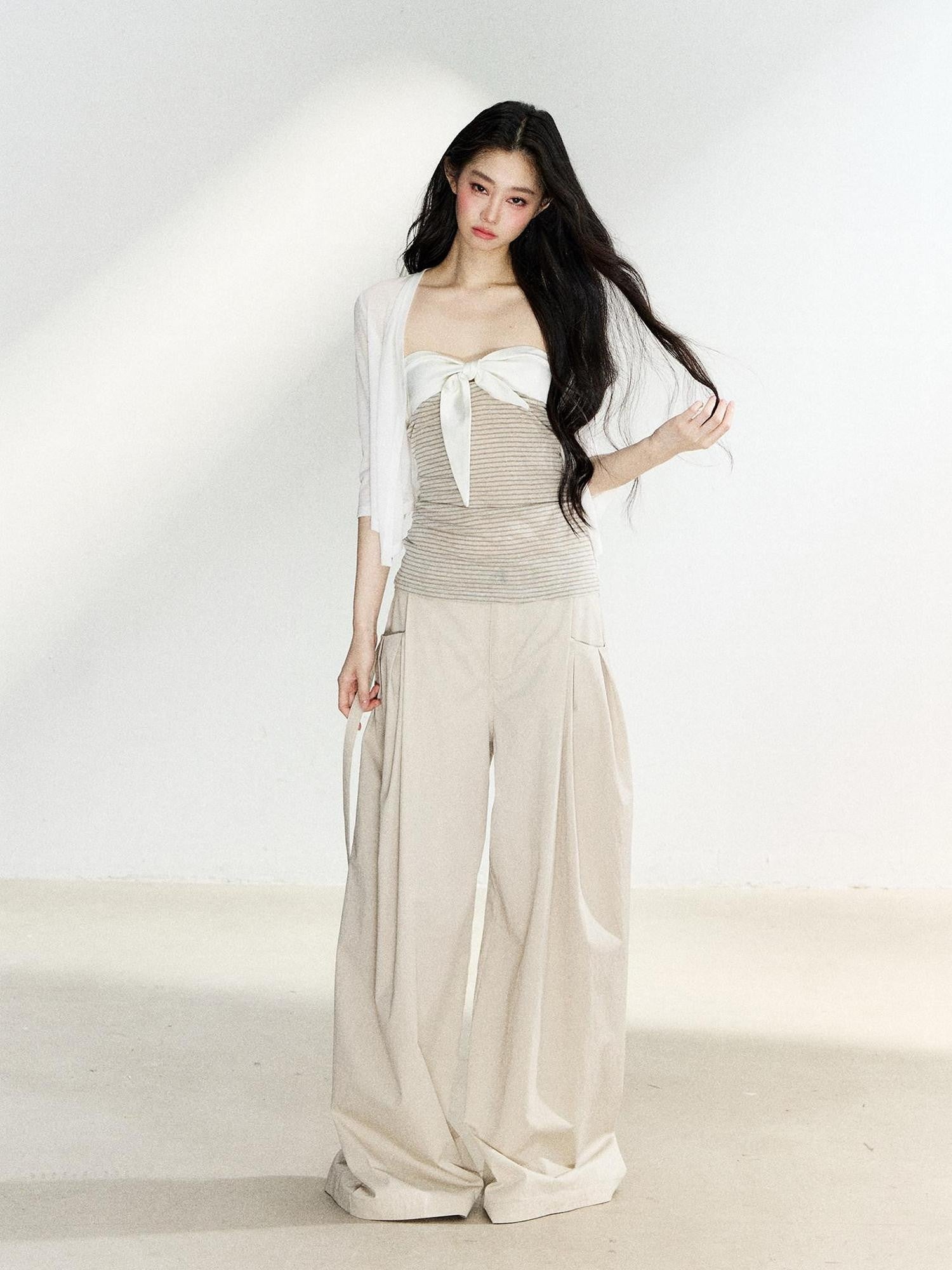 7Shiftin Beige High Waist Slimming Buttoned Women&