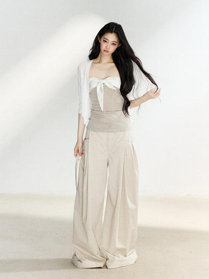7Shiftin Beige High Waist Slimming Buttoned Women&