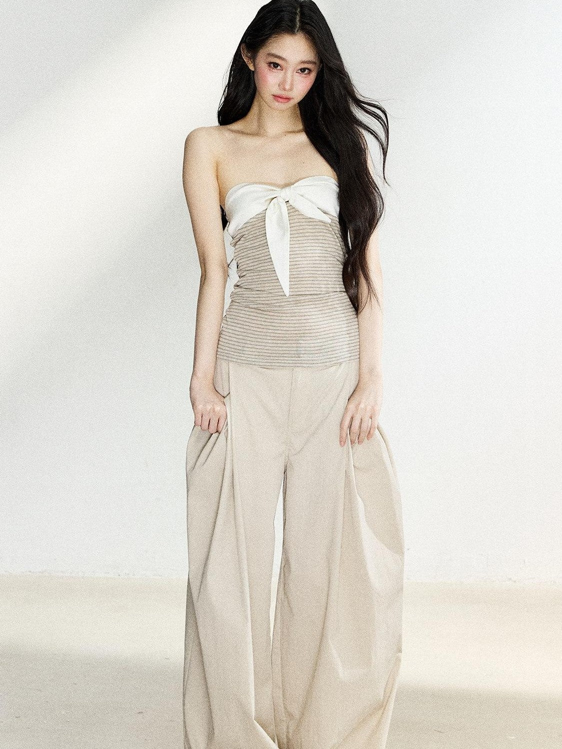 7Shiftin Beige High Waist Slimming Buttoned Women&