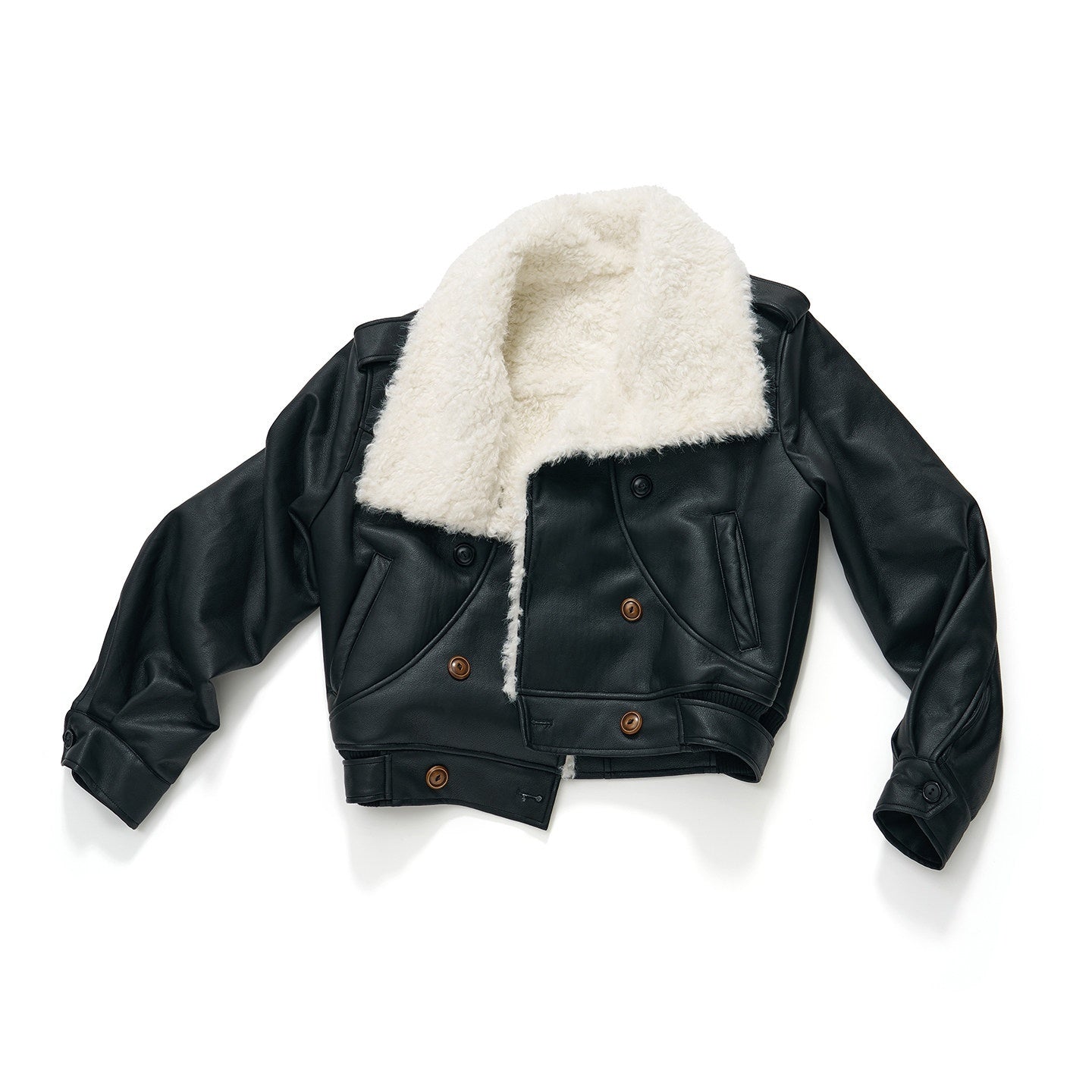 7Shiftin_Black_Double_Breasted_Lapel_Short_Women&