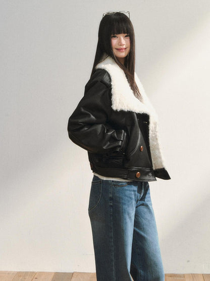 7Shiftin Black Double Breasted Lapel Short Women&