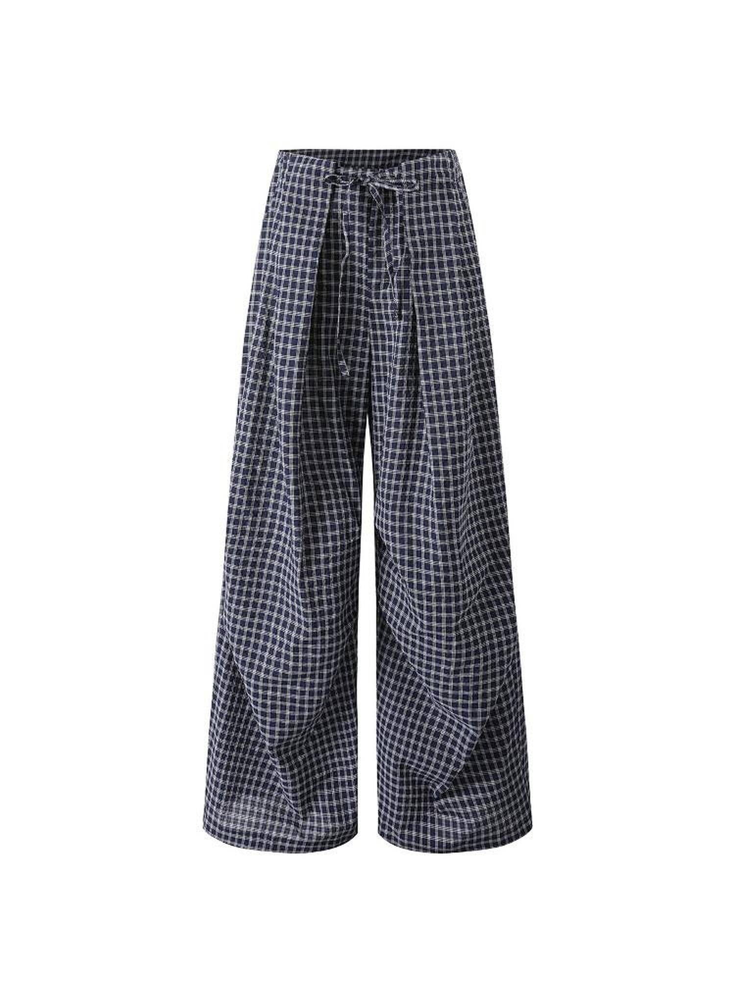 7Shiftin Blue Checked Pocket Relaxed Natural Waist Women&