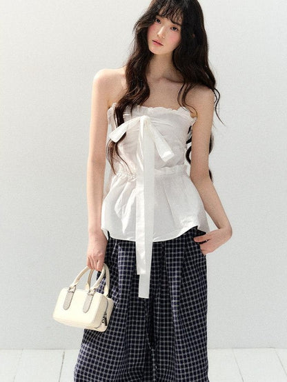 7Shiftin Blue Checked Pocket Relaxed Natural Waist Women&