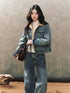 7Shiftin Blue Fleece Lined Zipper Jacket Vintage Women&