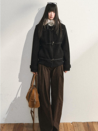 7Shiftin Brown Drapey Relaxed High Waist Casual Versatile Women&