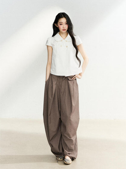 7Shiftin Casual Doll Collar Double Row Buttons Women&