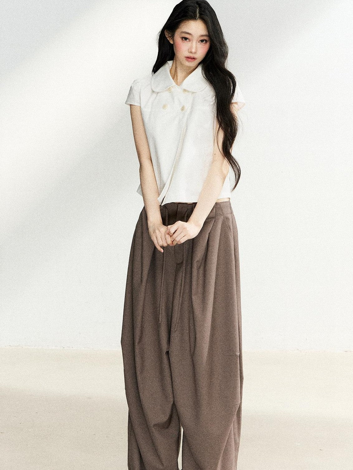 7Shiftin Casual Doll Collar Double Row Buttons Women&