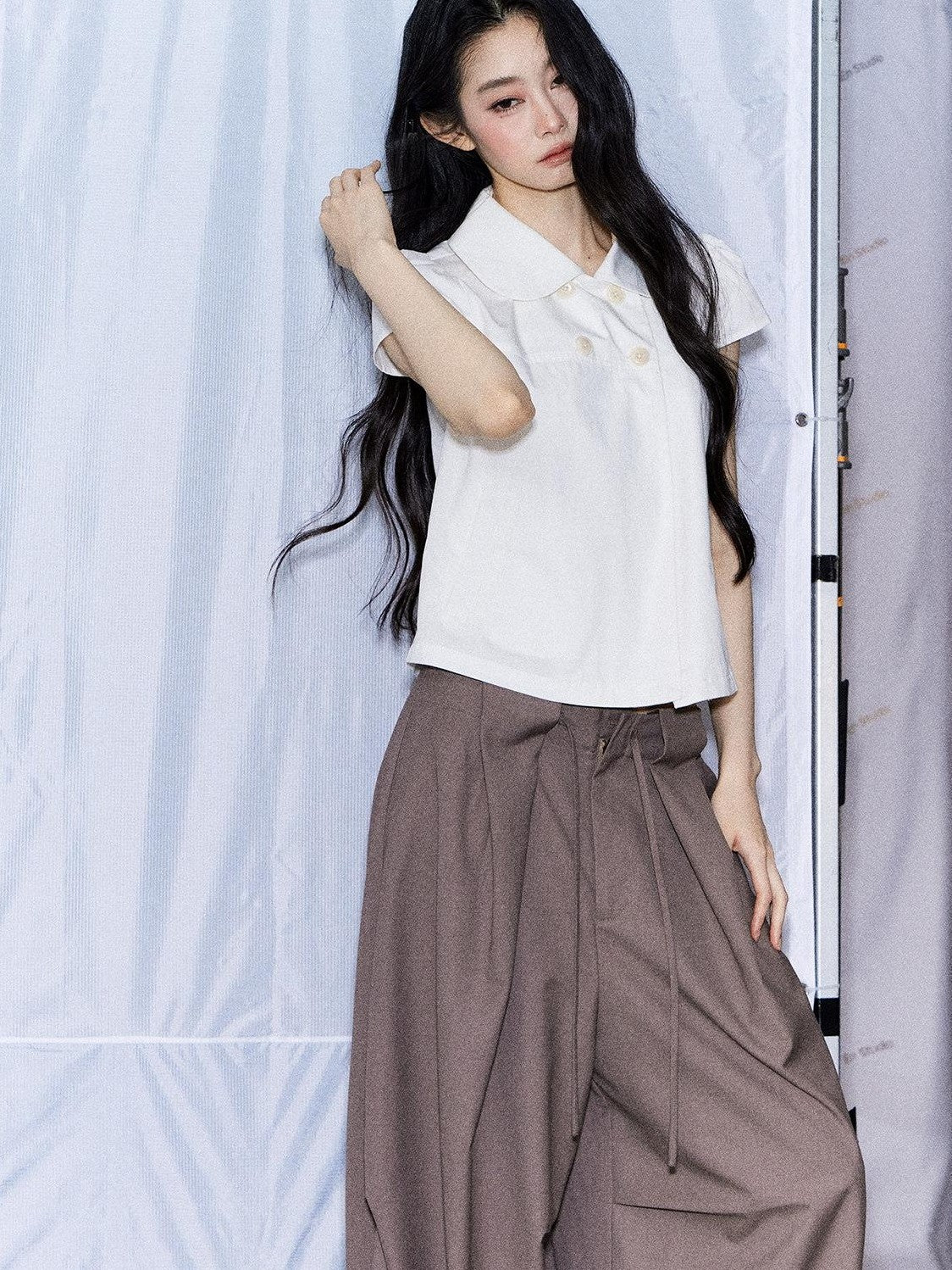7Shiftin Casual Doll Collar Double Row Buttons Women&