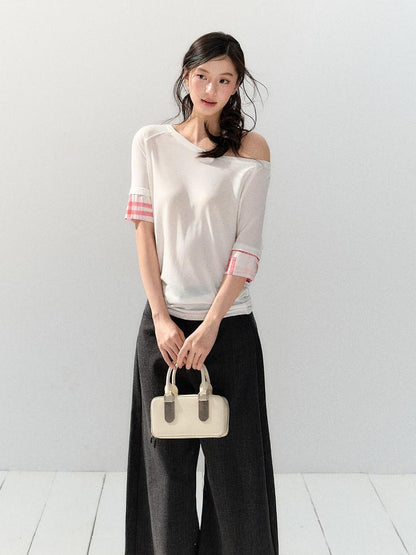 7Shiftin Colorblock Patchwork Asymmetric Slim Women&