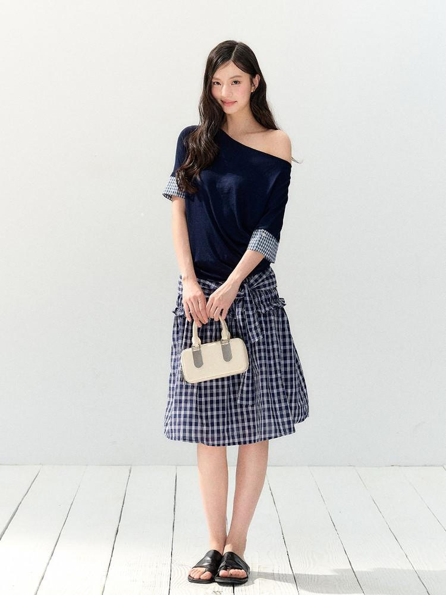 7Shiftin Colorblock Patchwork Asymmetric Slim Women&