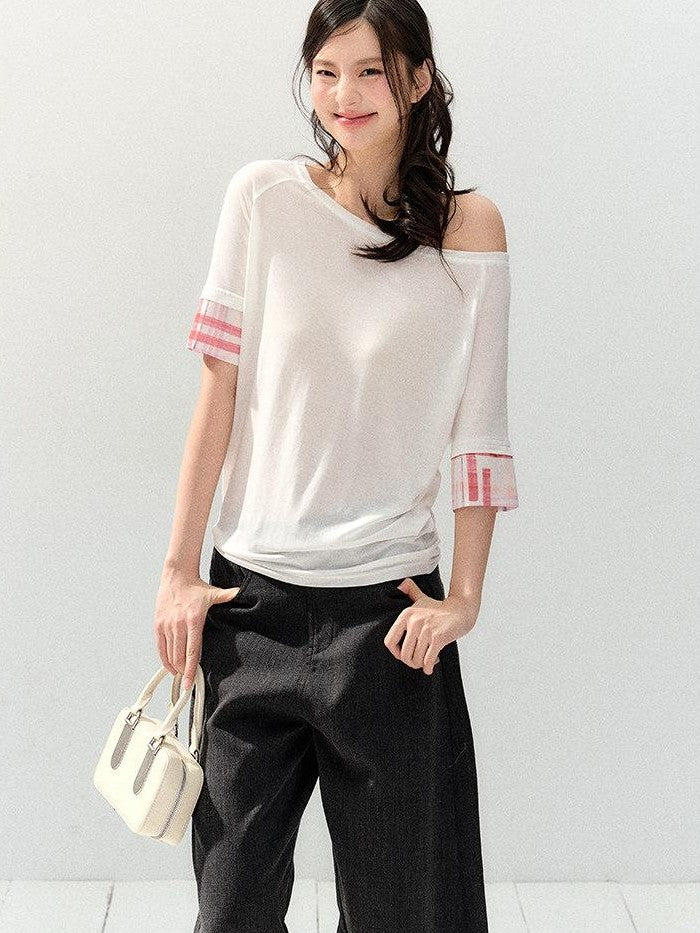 7Shiftin Colorblock Patchwork Asymmetric Slim Women&