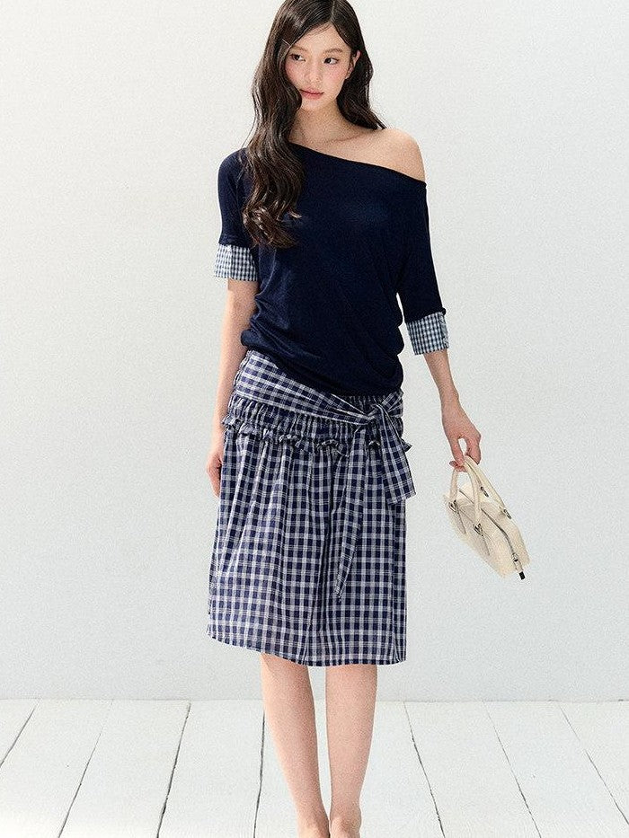 7Shiftin Colorblock Patchwork Asymmetric Slim Women&
