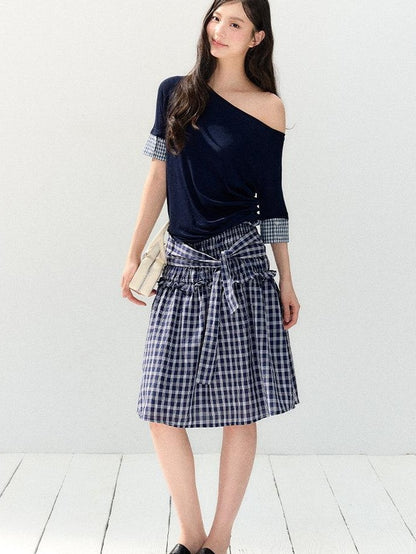 7Shiftin Colorblock Patchwork Asymmetric Slim Women&