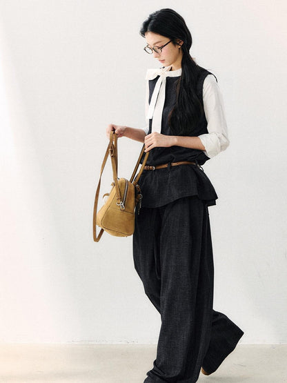 7Shiftin Colorblock Round Neck Ribbon Bow Women&