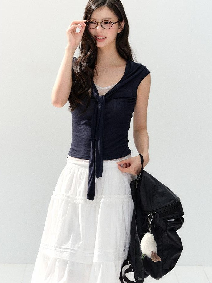 7Shiftin Colorblock Tie V-neck Slim Women&