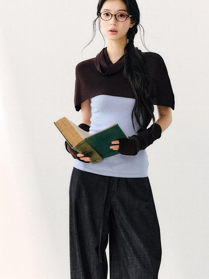 7Shiftin Cowl Shawl Detachable Two Piece Women&
