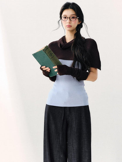 7Shiftin Cowl Shawl Detachable Two Piece Women&