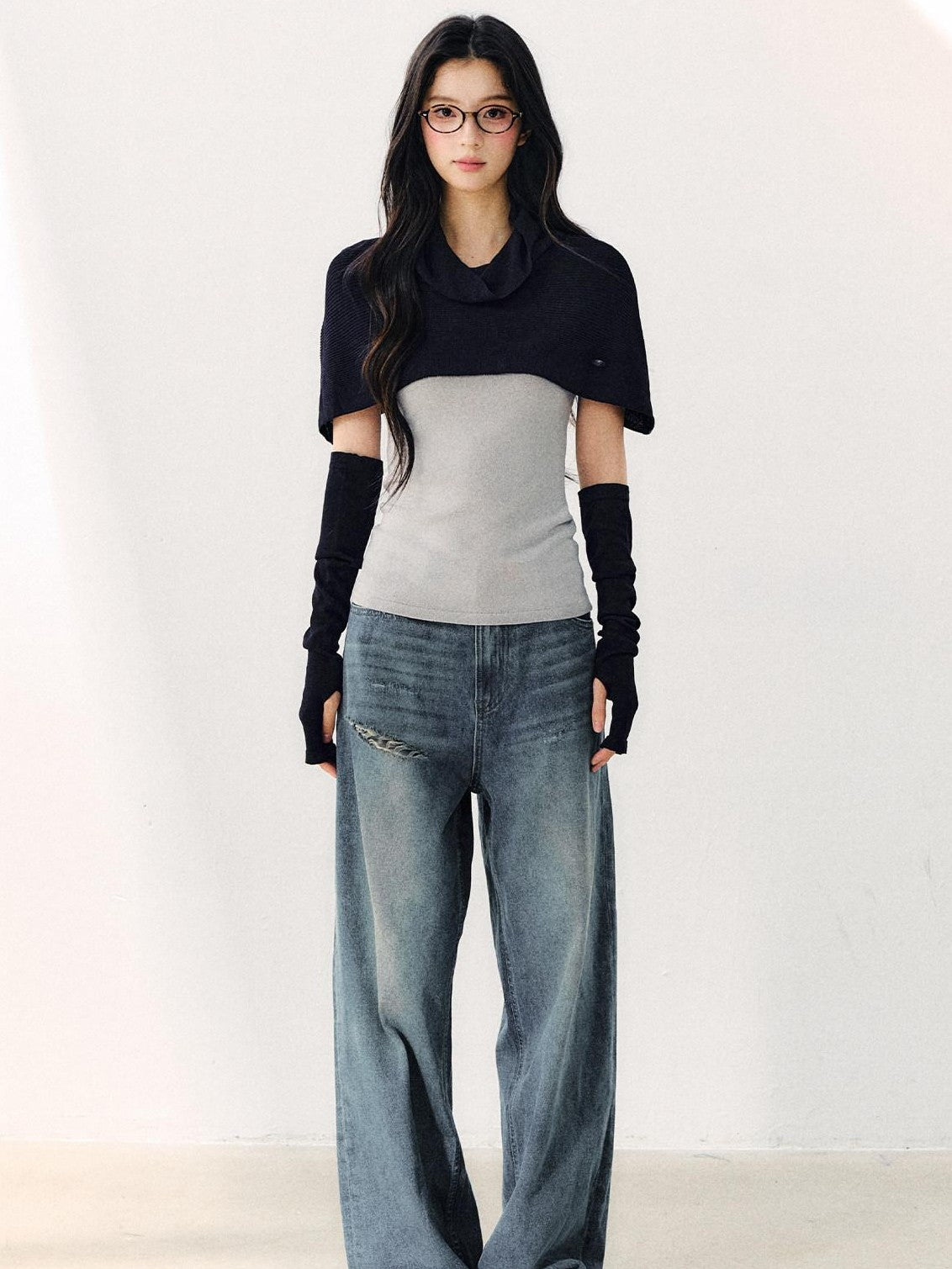 7Shiftin Cowl Shawl Detachable Two Piece Women&