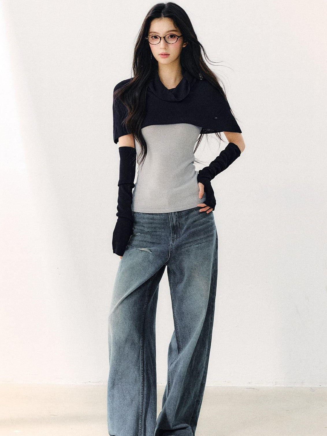7Shiftin Cowl Shawl Detachable Two Piece Women&