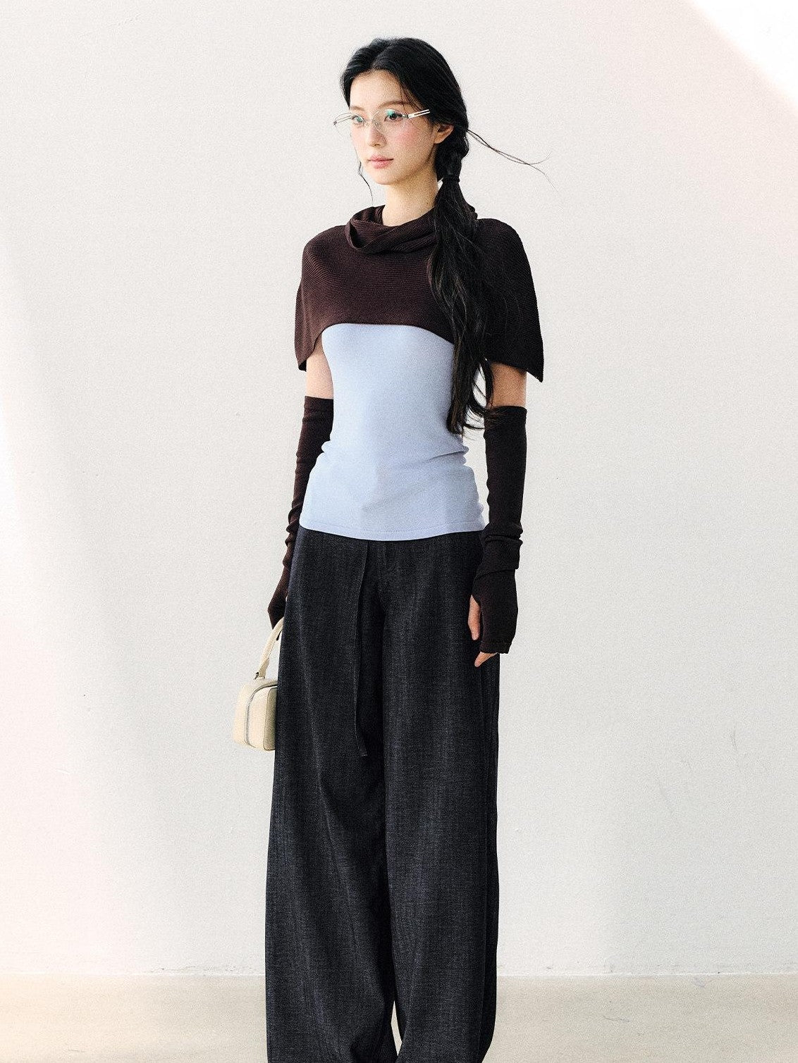 7Shiftin Cowl Shawl Detachable Two Piece Women&
