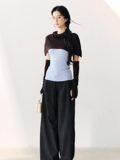 7Shiftin Cowl Shawl Detachable Two Piece Women&