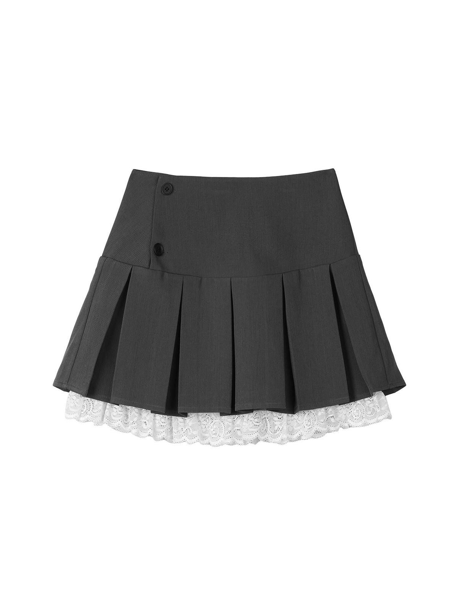 7Shiftin Dark Gray Lace Lined College Style Waist Slimming Women&
