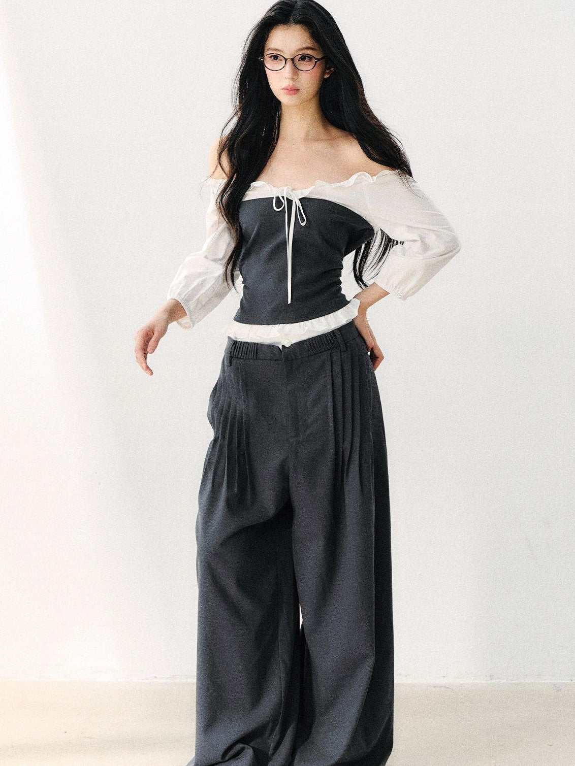 7Shiftin Dark Gray Pleated Wrinkle Resistant Women&