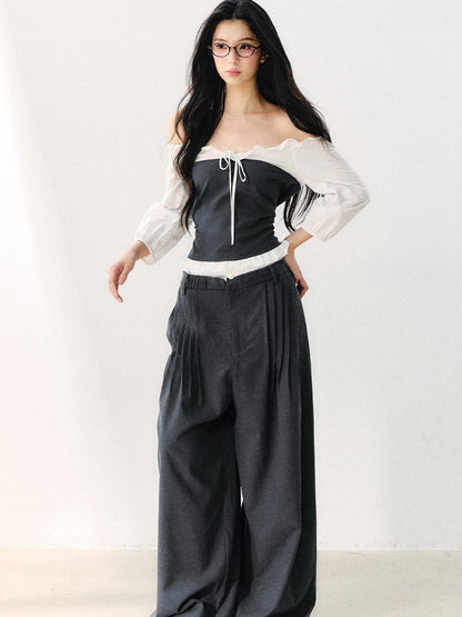 7Shiftin Dark Gray Pleated Wrinkle Resistant Women&