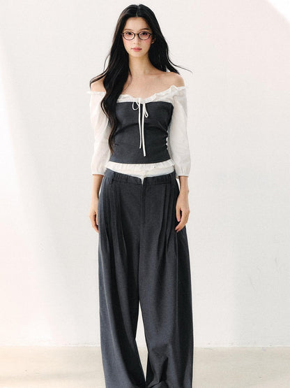 7Shiftin Dark Gray Pleated Wrinkle Resistant Women&