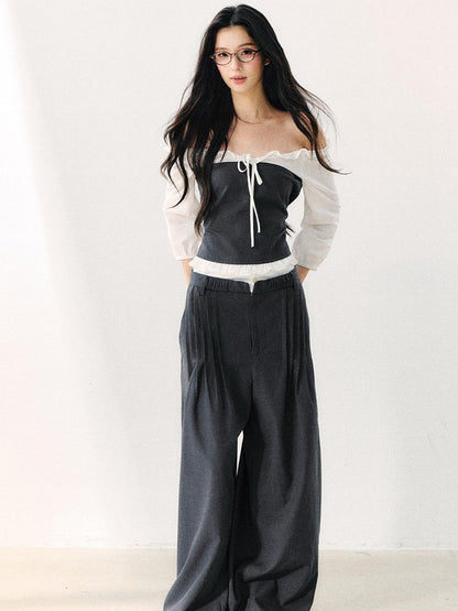 7Shiftin Dark Gray Pleated Wrinkle Resistant Women&
