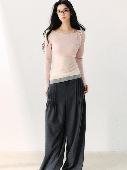 7Shiftin Dark Gray Pleated Wrinkle Resistant Women&
