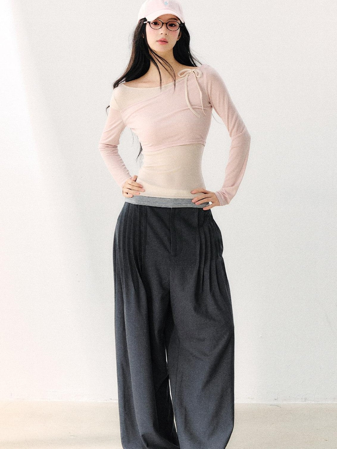 7Shiftin Dark Gray Pleated Wrinkle Resistant Women&