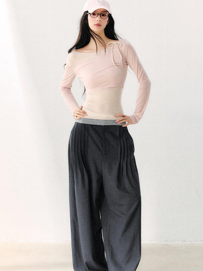 7Shiftin Dark Gray Pleated Wrinkle Resistant Women&