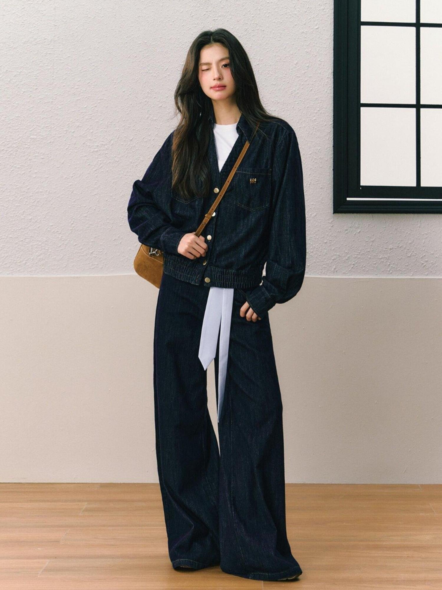 7Shiftin Dark Vintage Loose Jacket Wide Leg Women&