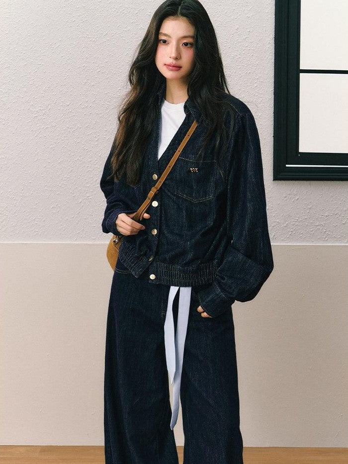 7Shiftin Dark Vintage Loose Jacket Wide Leg Women&