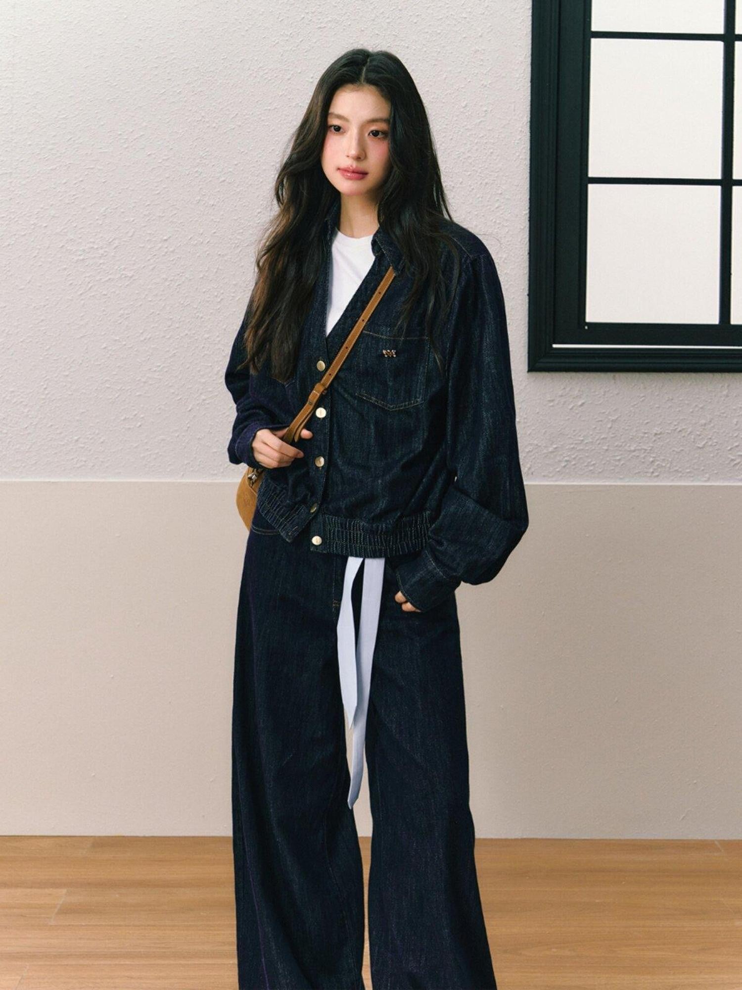 7Shiftin Dark Vintage Loose Jacket Wide Leg Women&