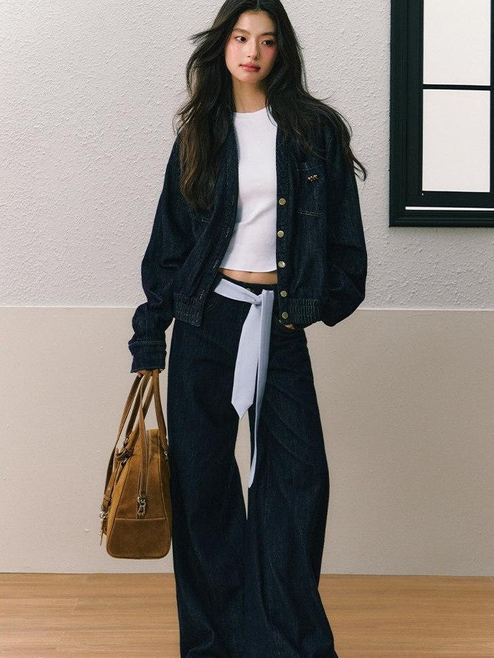 7Shiftin Dark Vintage Loose Jacket Wide Leg Women&